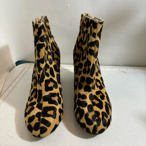Lord and Taylor women’s heeled animal print  leopard calf hair boots in size 40